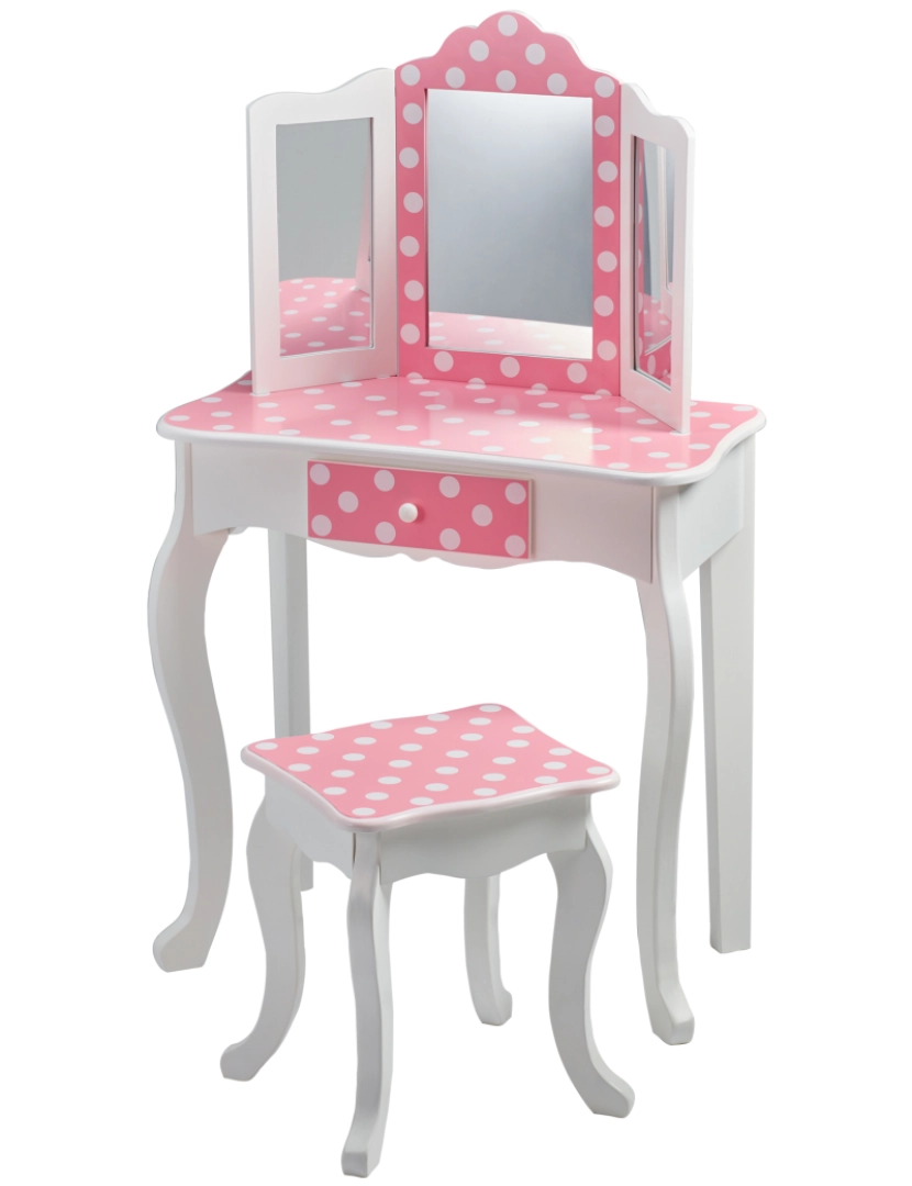 imagem de Teamson Kids Gisele Polka Dot Vanity Set com Tri-Fold espelho5