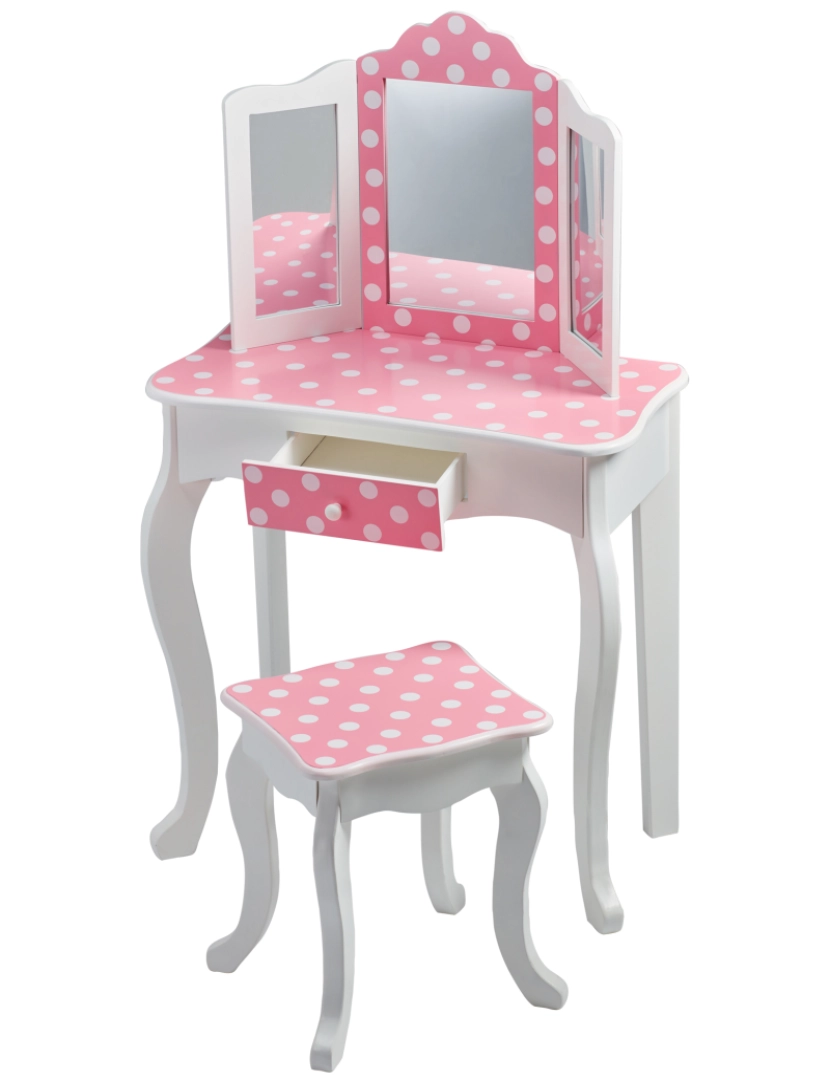 imagem de Teamson Kids Gisele Polka Dot Vanity Set com Tri-Fold espelho6