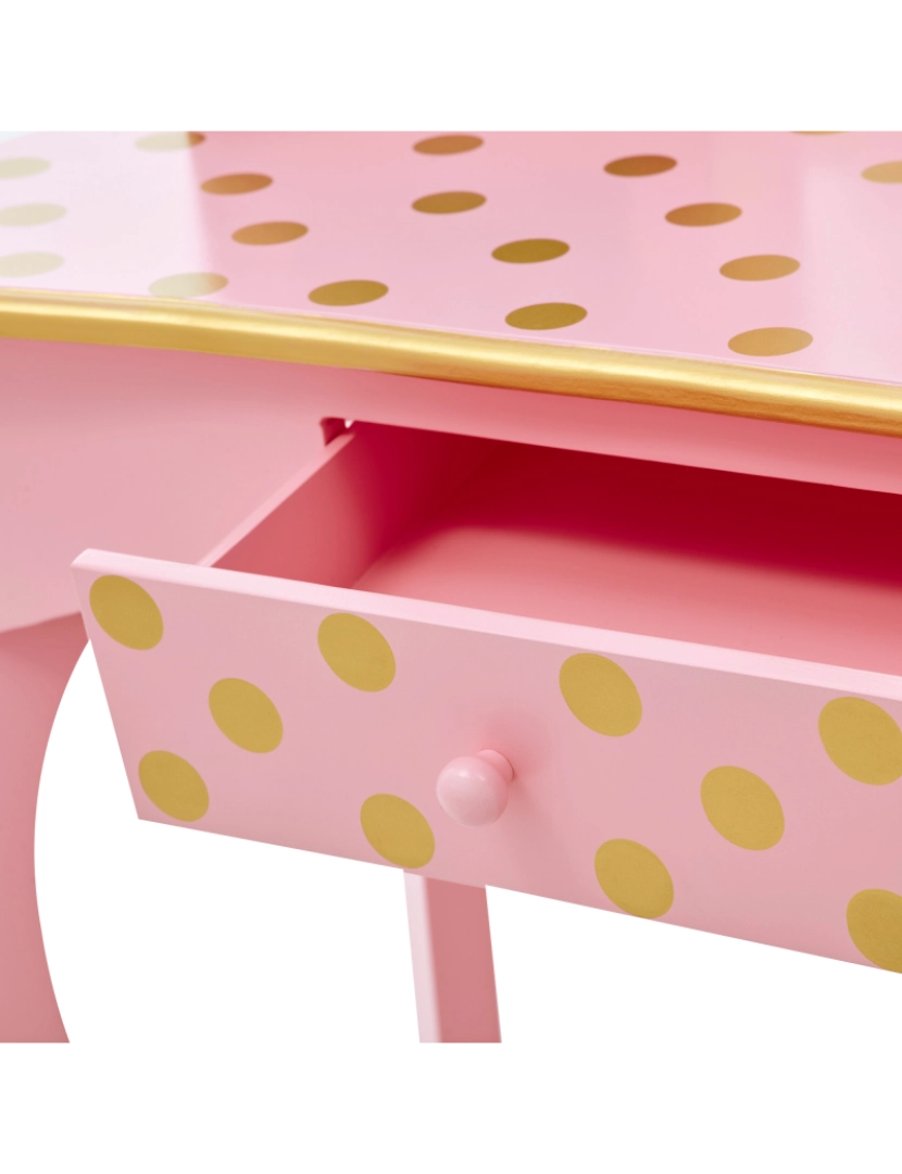 imagem de Teamson Kids Gisele Polka Dot Vanity W/ Mirror & Stool, Ouro rosa / rosa6