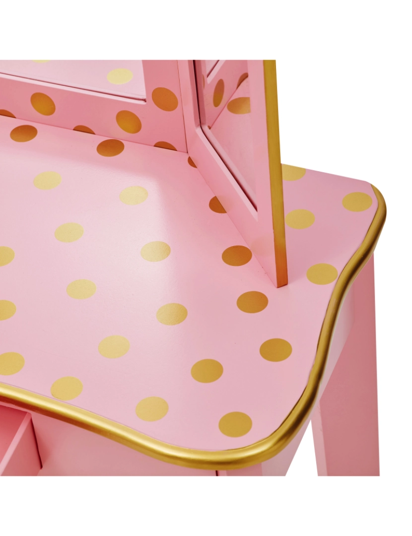 imagem de Teamson Kids Gisele Polka Dot Vanity W/ Mirror & Stool, Ouro rosa / rosa7