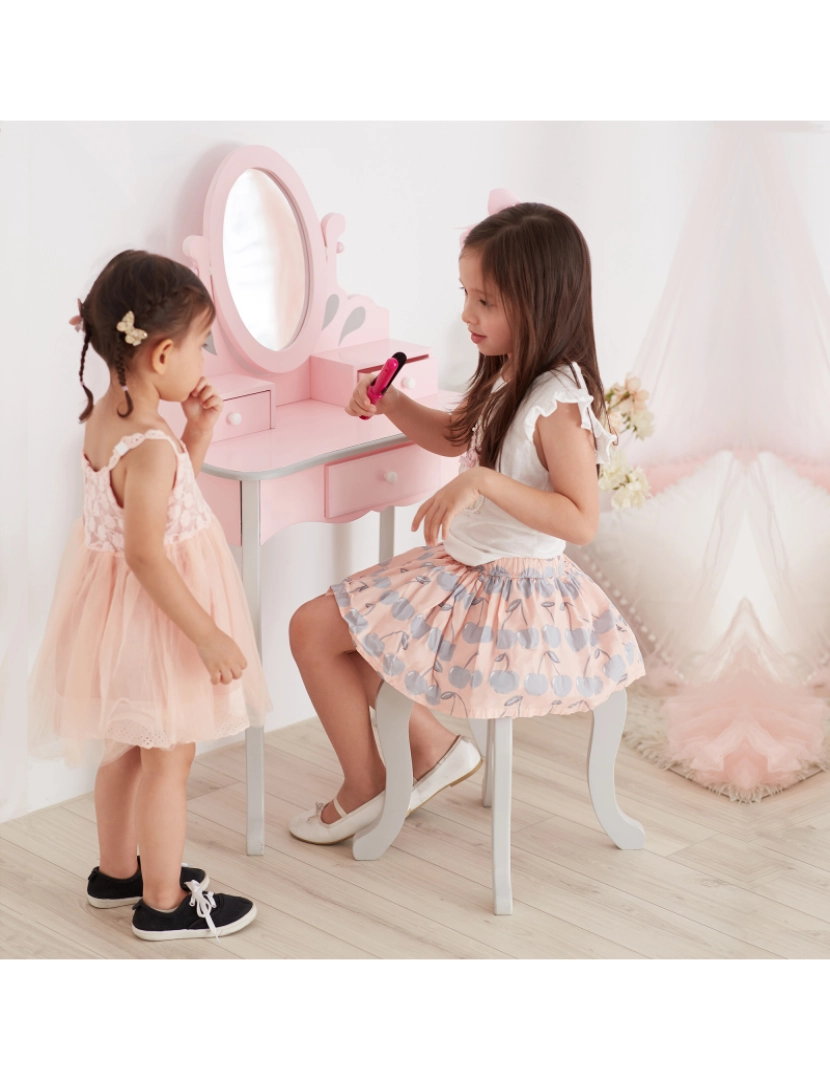 imagem de Teamson Kids Little Princess Rapunzel Vanity Playset - Rosa / Cinza2