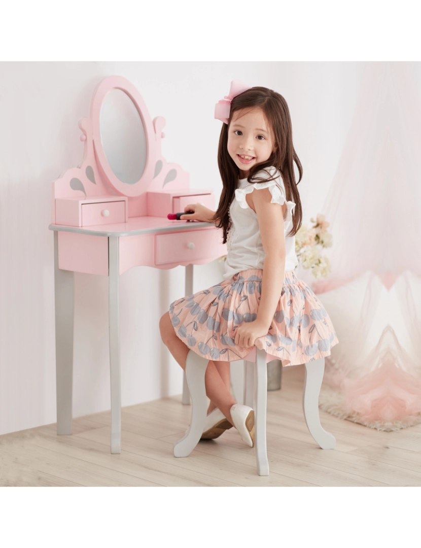 imagem de Teamson Kids Little Princess Rapunzel Vanity Playset - Rosa / Cinza5