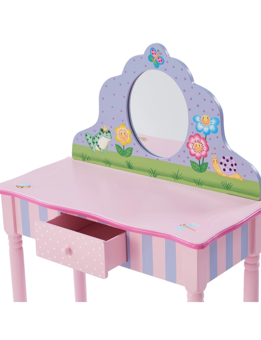 imagem de Campos de fantasia Mobiliário infantil Jardim mágico Jogue Vanity Conjunto de mesa e banco5