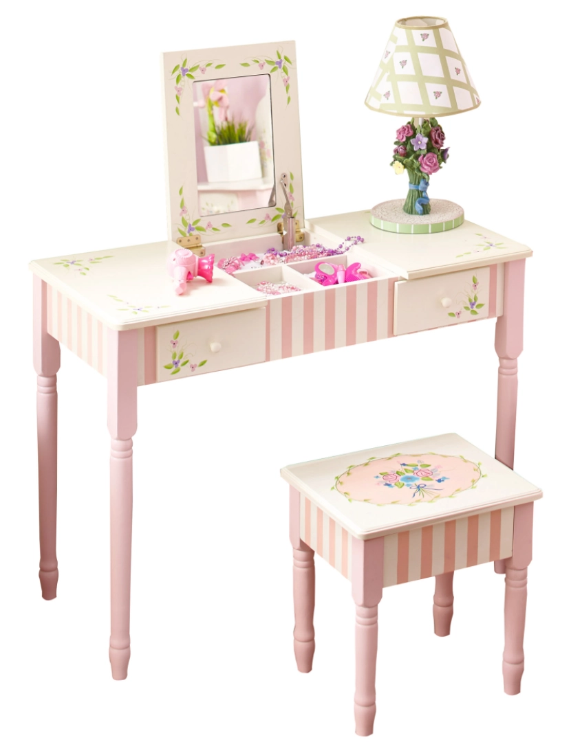 imagem de Campos de fantasia Crianças Bouquet Jogar Vanity Table & Stool Conjunto1