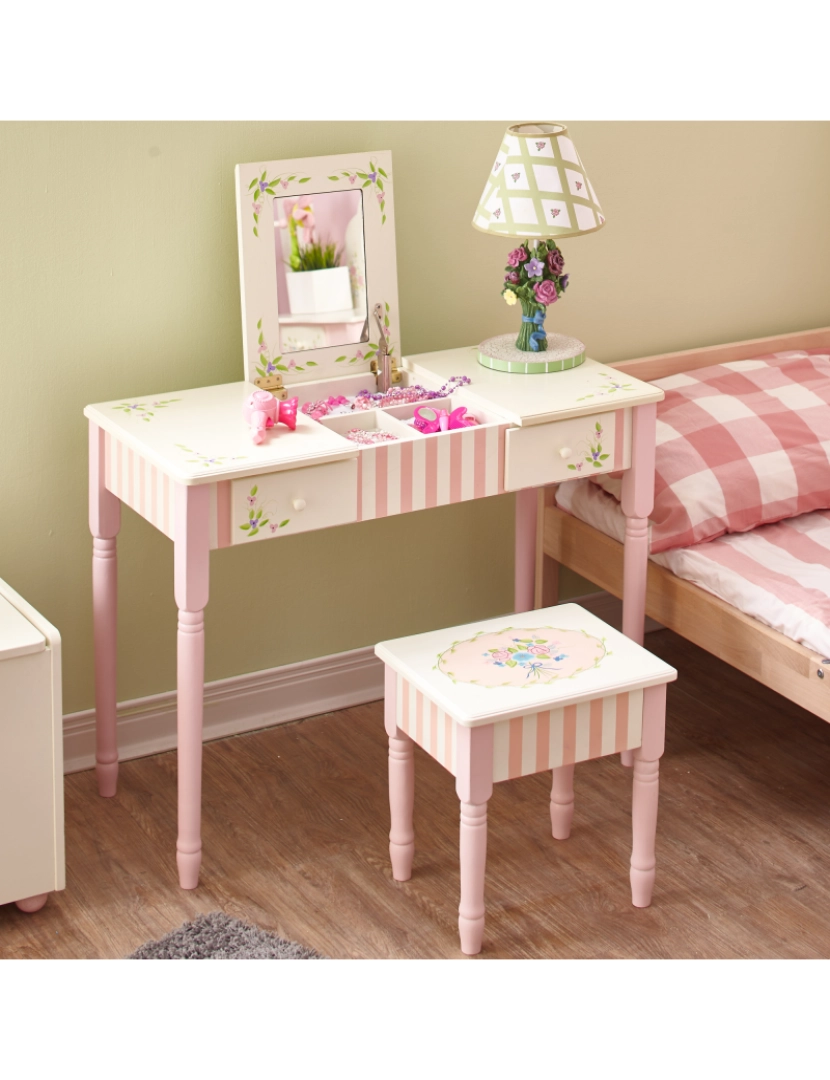 imagem de Campos de fantasia Crianças Bouquet Jogar Vanity Table & Stool Conjunto2