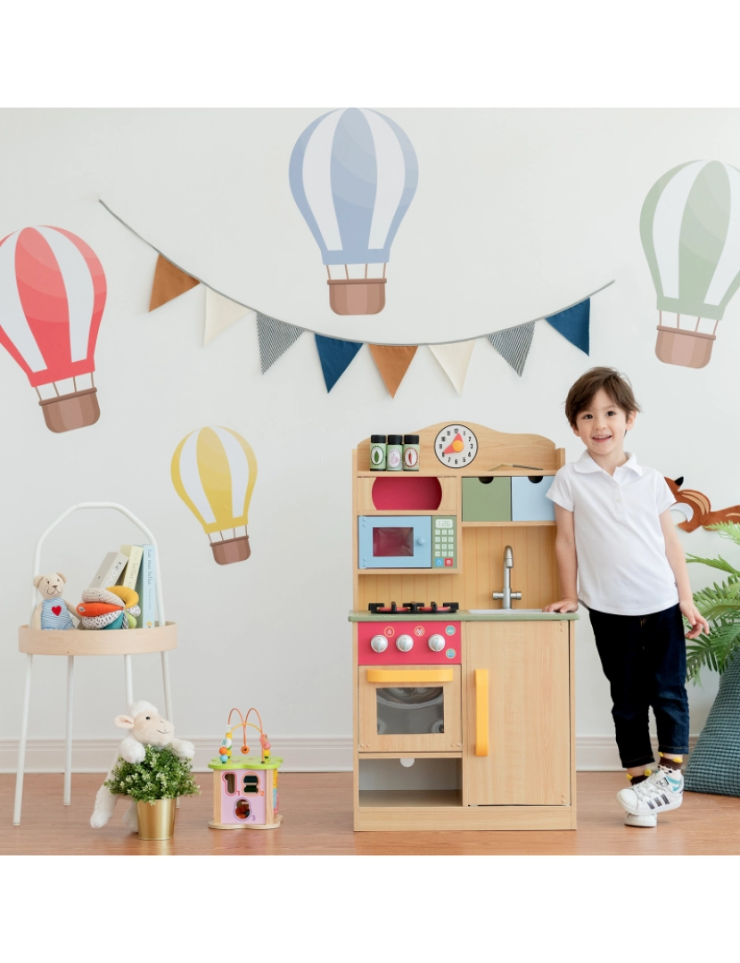 imagem de Teamson Kids Little Chef Florence Classic Play Kitchen, Grão de madeira2