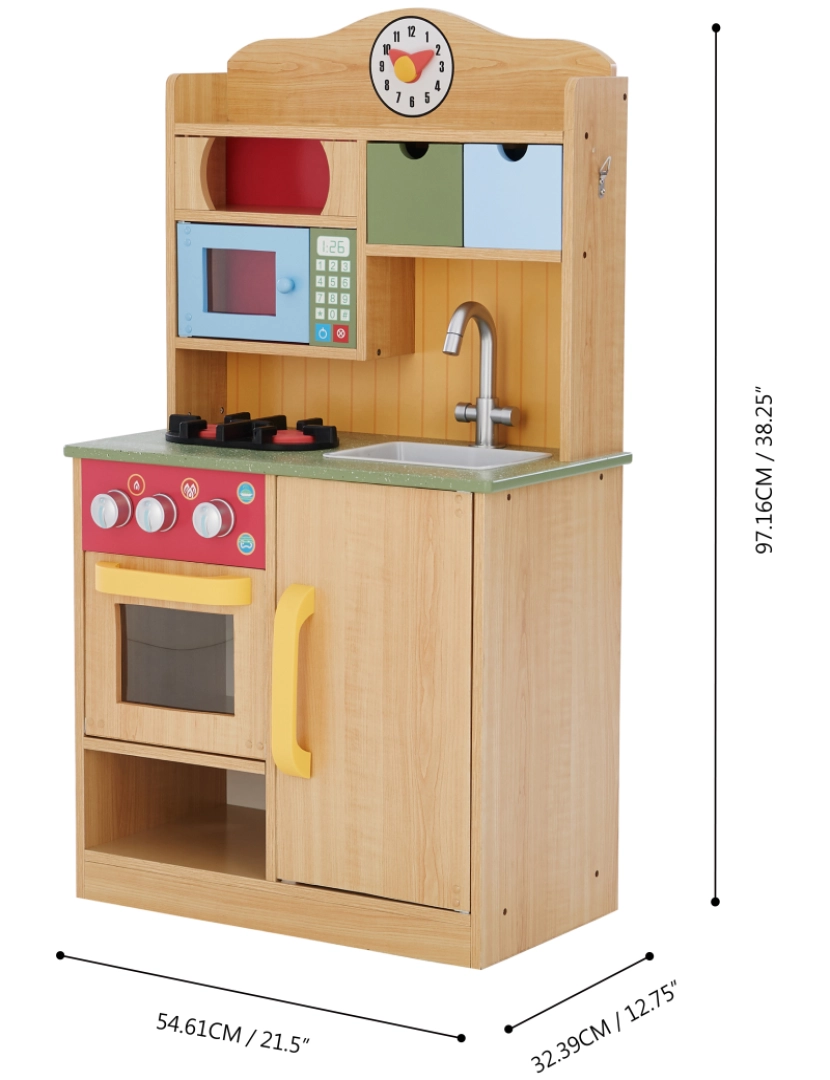 imagem de Teamson Kids Little Chef Florence Classic Play Kitchen, Grão de madeira4