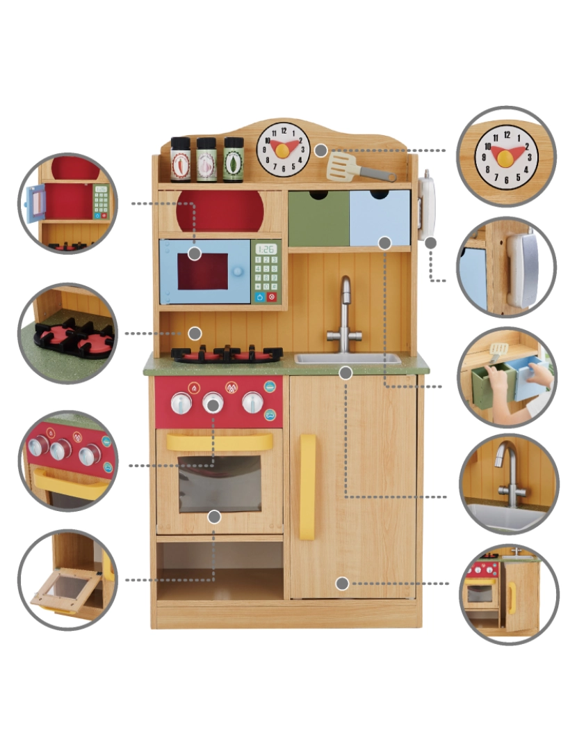 imagem de Teamson Kids Little Chef Florence Classic Play Kitchen, Grão de madeira5