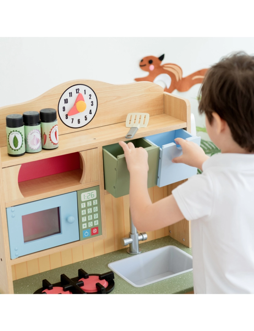 imagem de Teamson Kids Little Chef Florence Classic Play Kitchen, Grão de madeira6