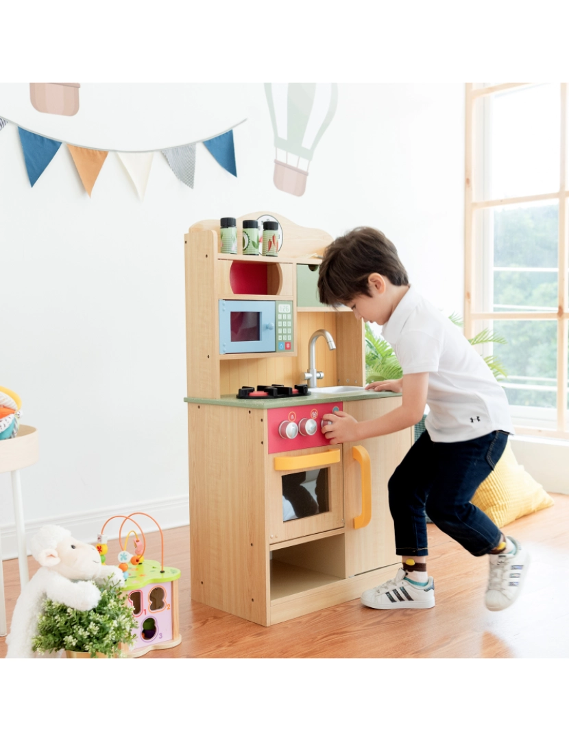 imagem de Teamson Kids Little Chef Florence Classic Play Kitchen, Grão de madeira7