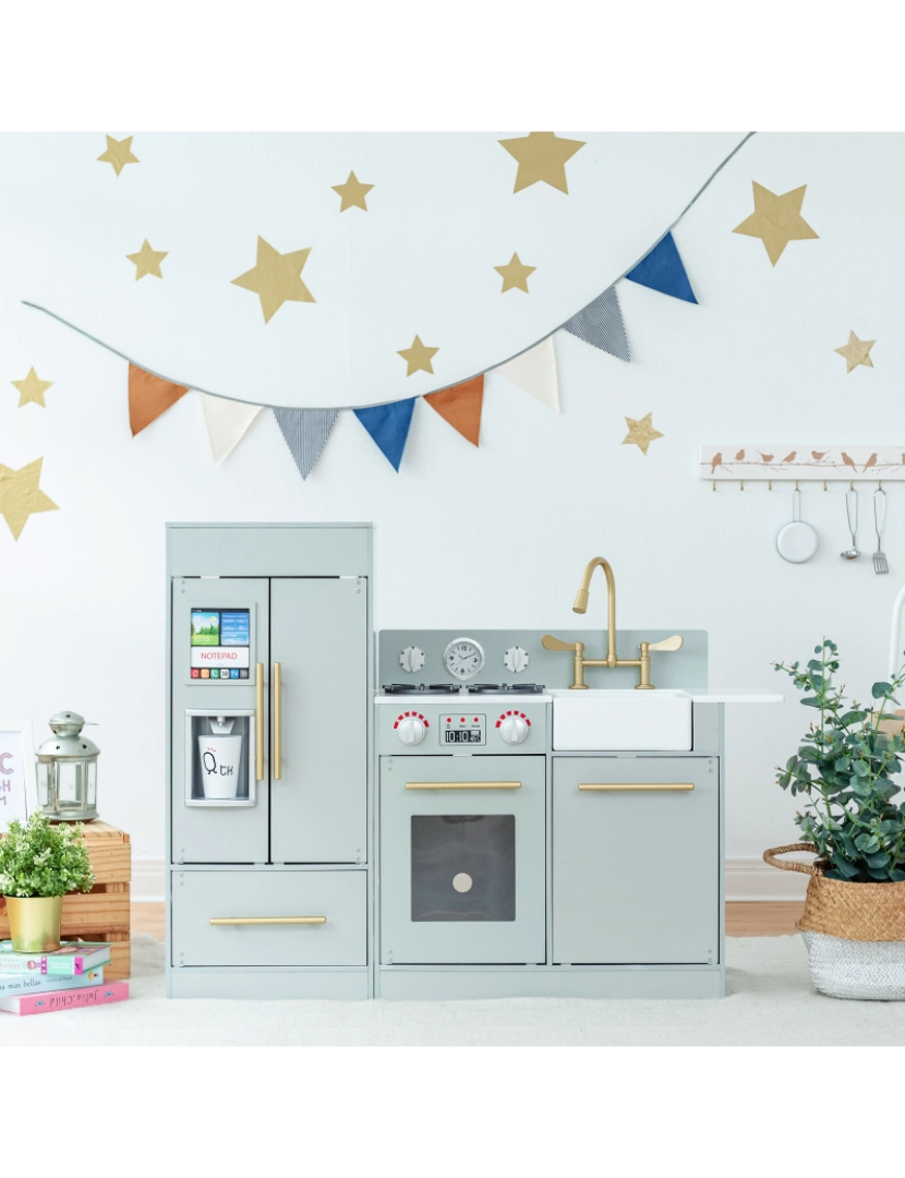 imagem de Teamson Kids Little Chef Chelsea Modern Play Kitchen, Silver Gray/Gold3