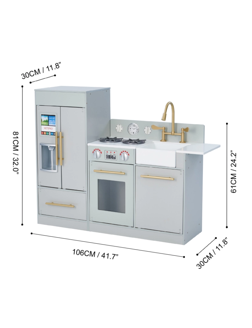 imagem de Teamson Kids Little Chef Chelsea Modern Play Kitchen, Silver Gray/Gold4