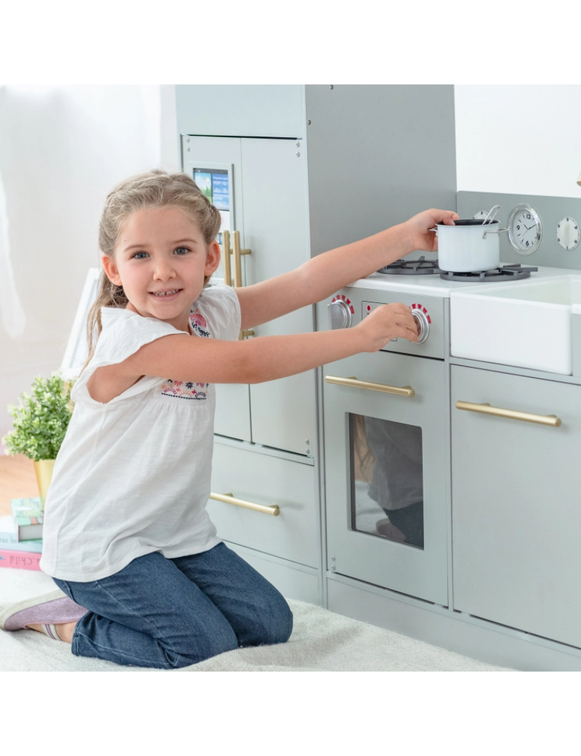 imagem de Teamson Kids Little Chef Chelsea Modern Play Kitchen, Silver Gray/Gold6