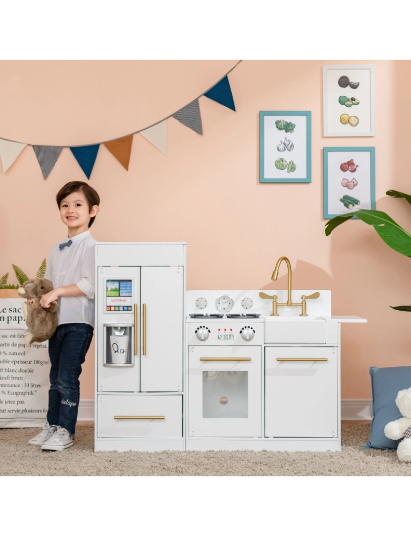 imagem de Teamson Kids Little Chef Chelsea Modern Play Kitchen, Branco/Gold2