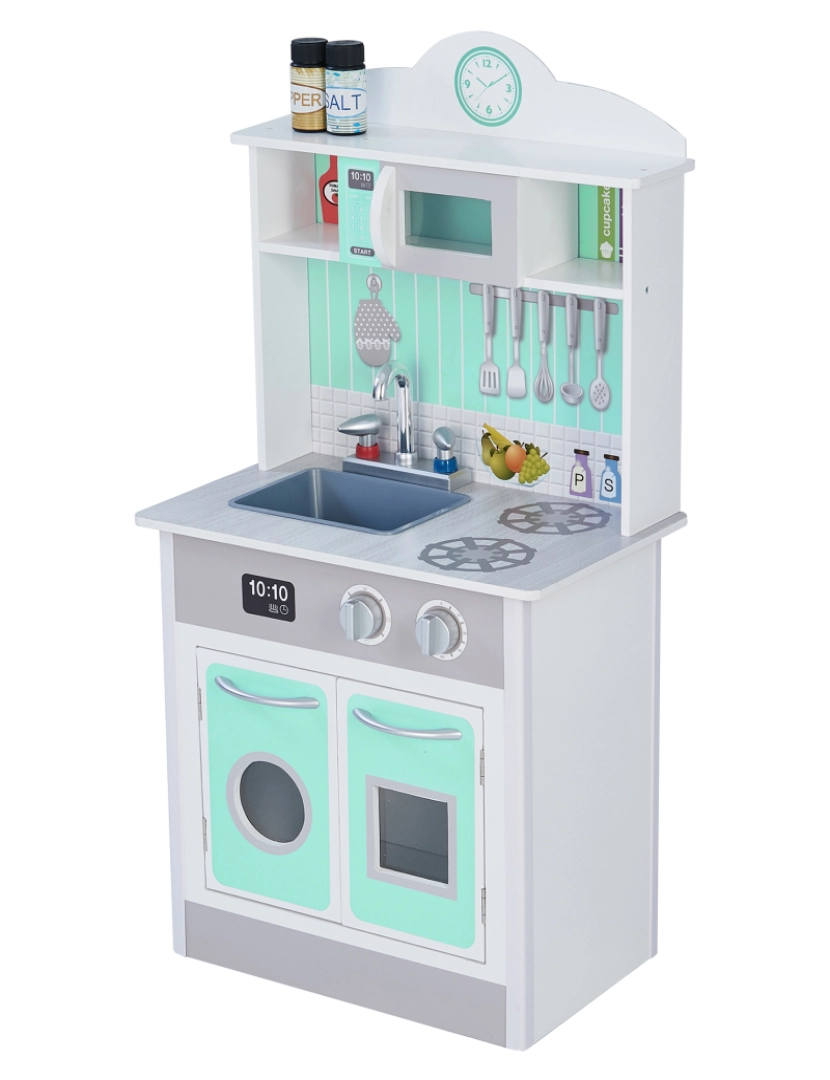 Teamson Kids - Teamson Kids - Little Chef Madrid Classic Play Kitchen - Mint / Grey