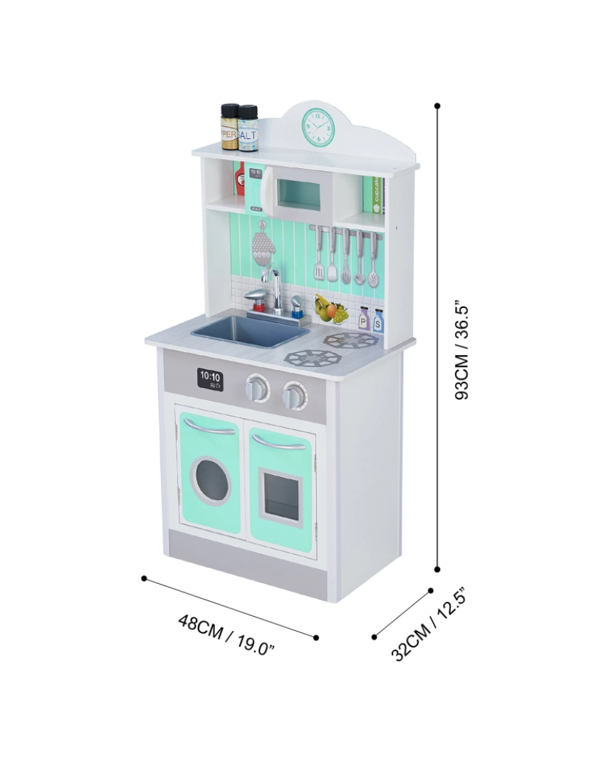 imagem de Teamson Kids - Little Chef Madrid Classic Play Kitchen - Mint / Grey4