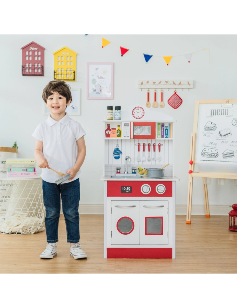 imagem de Teamson Kids Little Chef Madrid Classic Play Kitchen - Vermelho/branco2