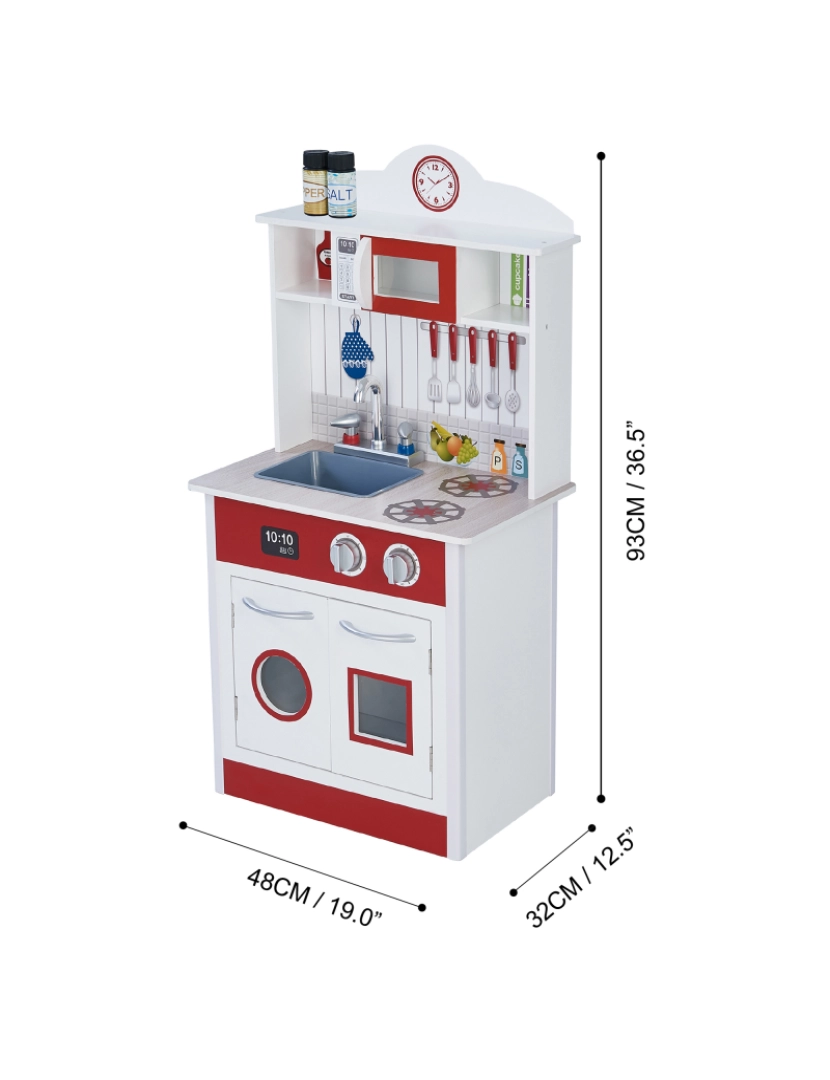 imagem de Teamson Kids Little Chef Madrid Classic Play Kitchen - Vermelho/branco4