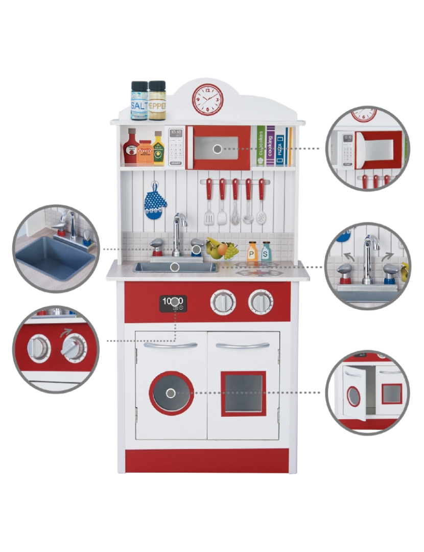 imagem de Teamson Kids Little Chef Madrid Classic Play Kitchen - Vermelho/branco5