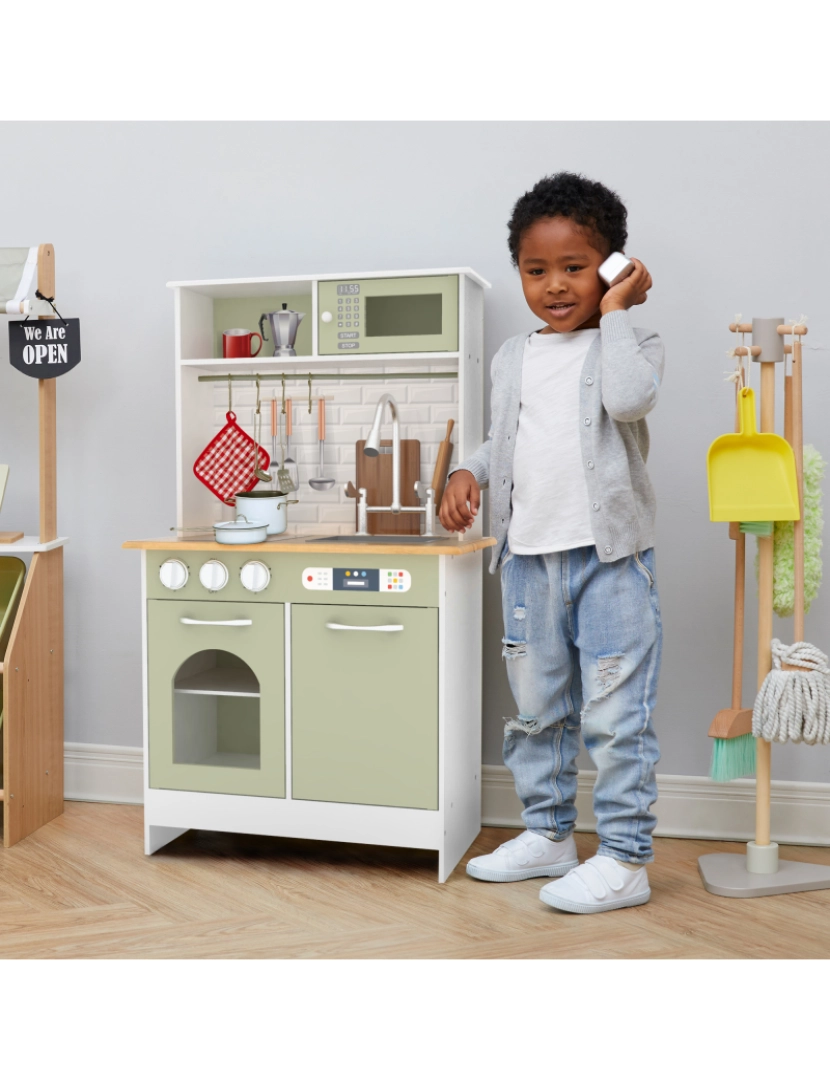 imagem de Teamson Kids Little Chef Boston Modern Wood Kitchen Playset, branco/verde2