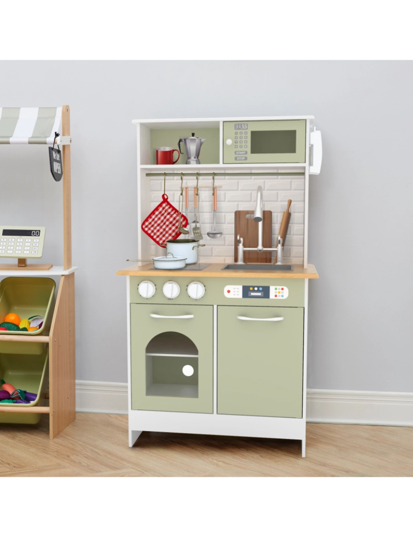 imagem de Teamson Kids Little Chef Boston Modern Wood Kitchen Playset, branco/verde3