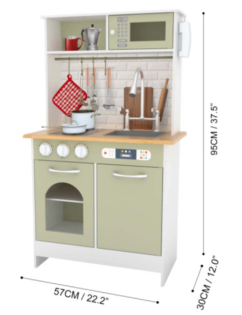 imagem de Teamson Kids Little Chef Boston Modern Wood Kitchen Playset, branco/verde4