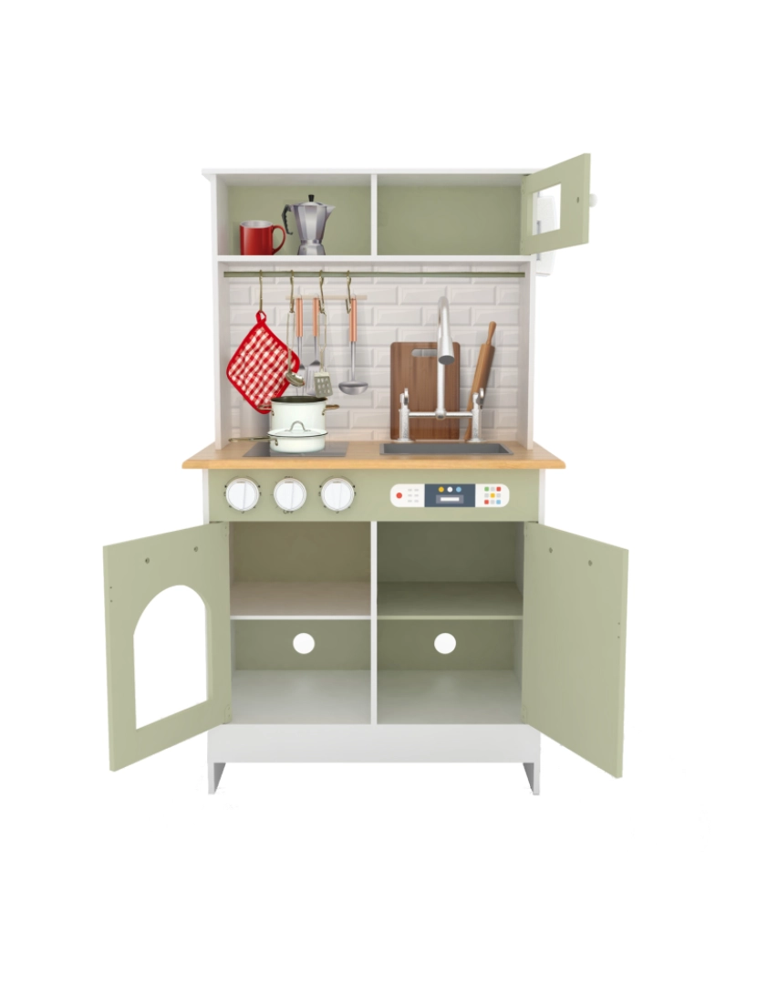 imagem de Teamson Kids Little Chef Boston Modern Wood Kitchen Playset, branco/verde5