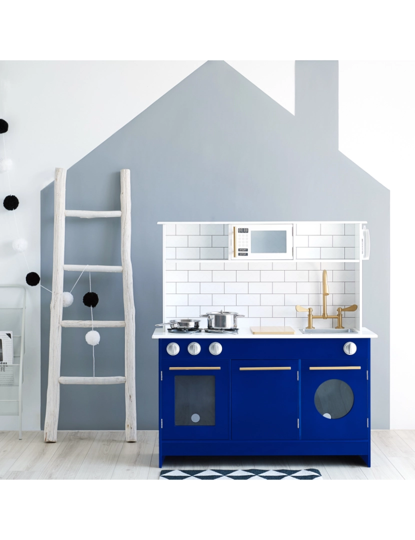 imagem de Teamson Kids Little Chef Berlin Play Kitchen W/ Cookware, Branco/azul3