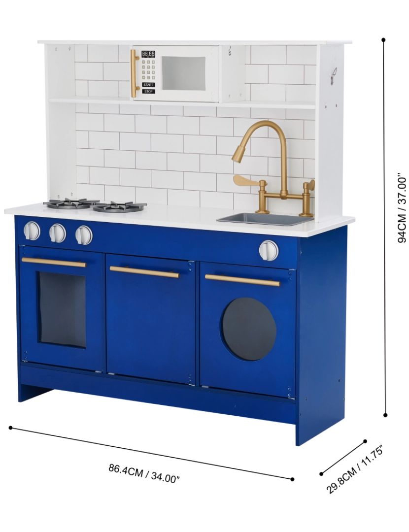 imagem de Teamson Kids Little Chef Berlin Play Kitchen W/ Cookware, Branco/azul4