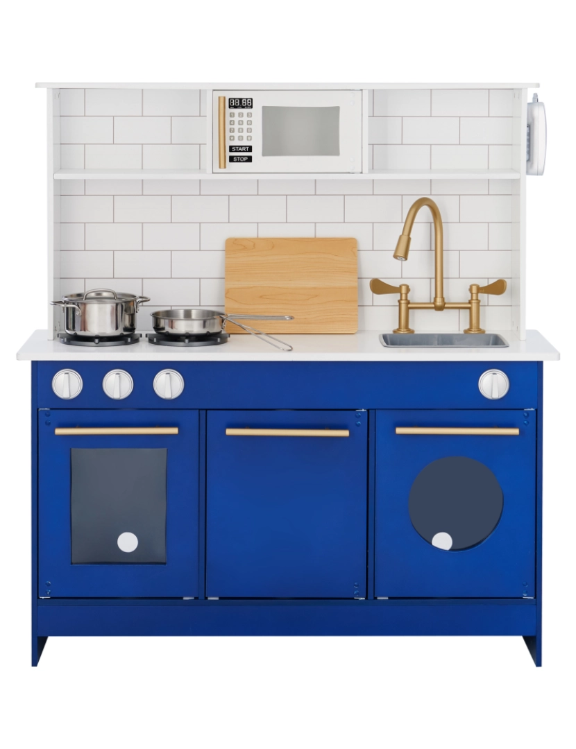 imagem de Teamson Kids Little Chef Berlin Play Kitchen W/ Cookware, Branco/azul6