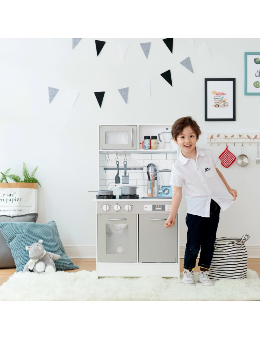 imagem de Teamson Kids Little Chef Valencia, Kids Playset Cozinha, Branco/Gray2