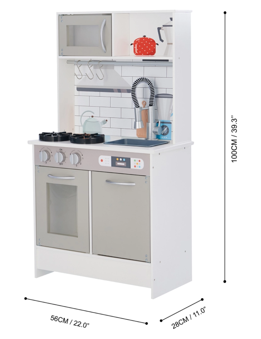 imagem de Teamson Kids Little Chef Valencia, Kids Playset Cozinha, Branco/Gray4