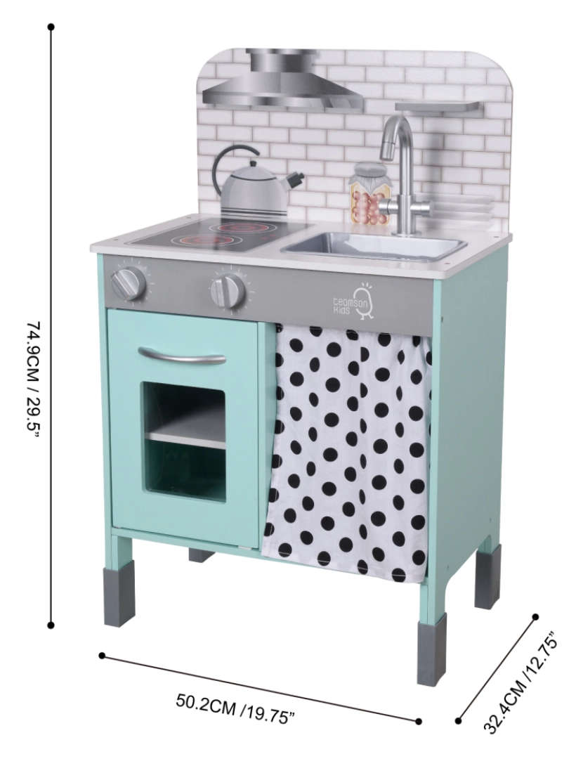 imagem de Teamson crianças pequeno Chef Philly moderno madeira cozinha Playset, Mint / branco4