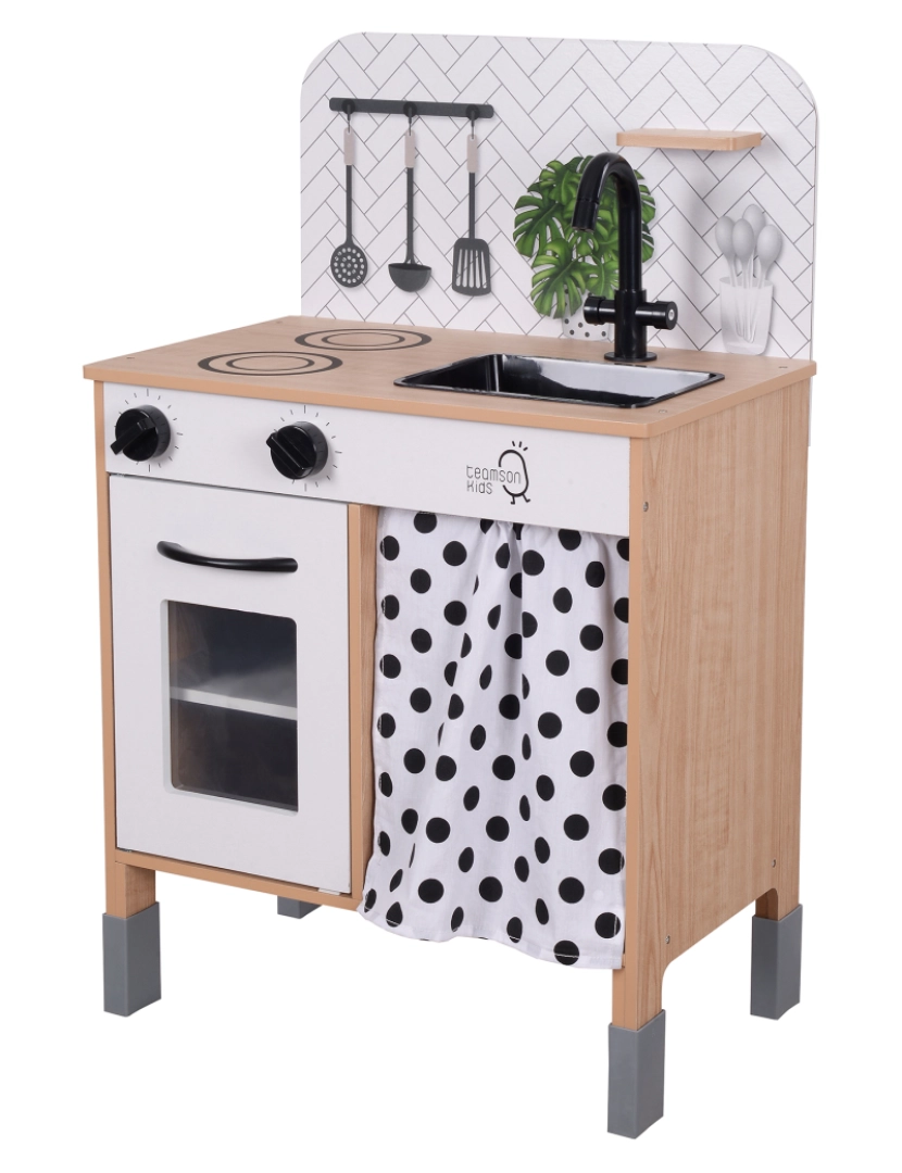 Teamson Kids - Teamson crianças pequeno Chef Philly moderno madeira cozinha Playset, branco/natural