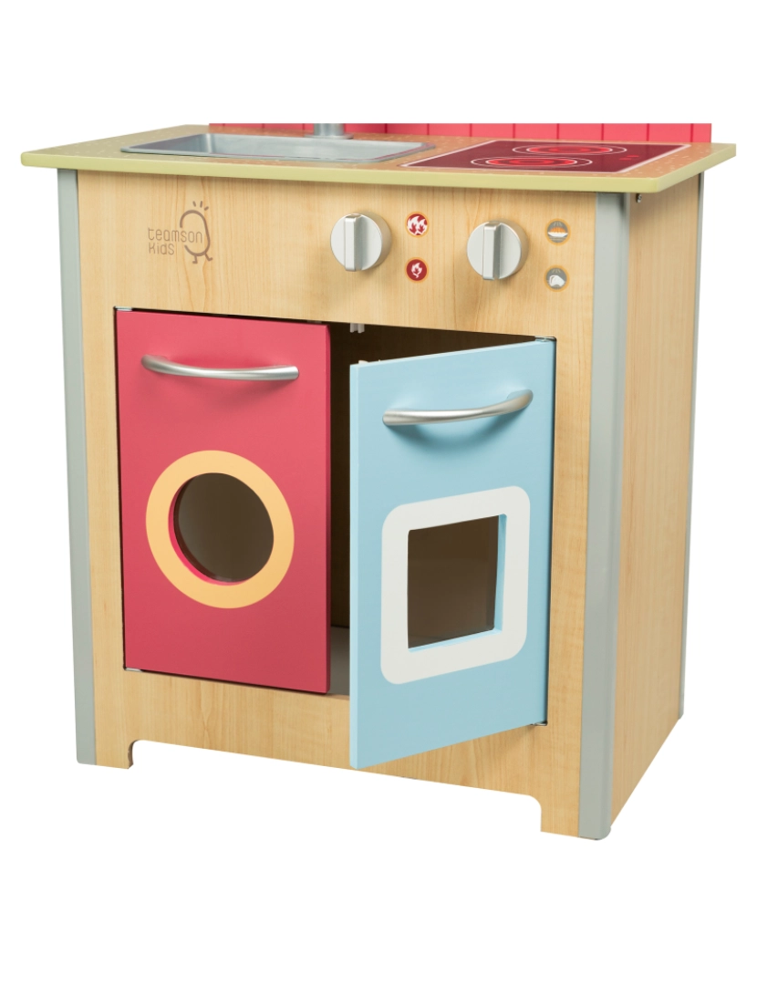 imagem de Teamson Kids Little Chef Porto clássico madeira cozinha Playset, Natural / Vermelho5