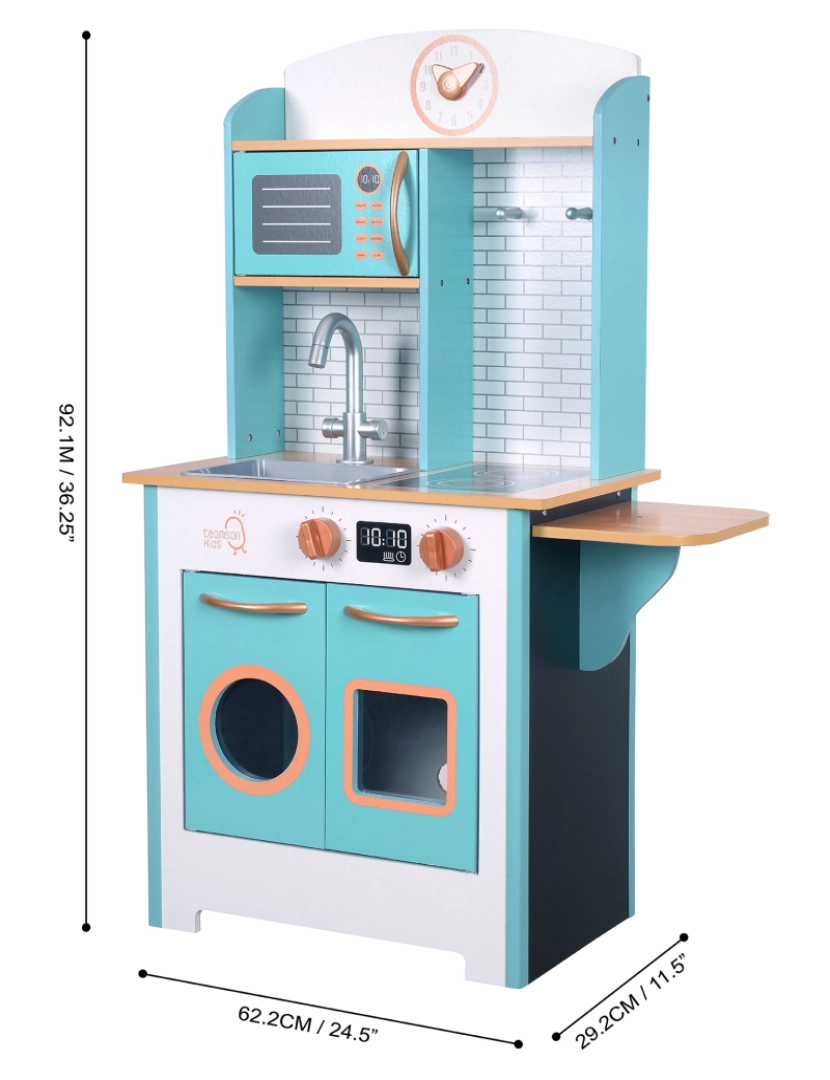 imagem de Teamson Kids Little Chef Santos Retro Conjunto de cozinha de madeira, Aqua / Branco4