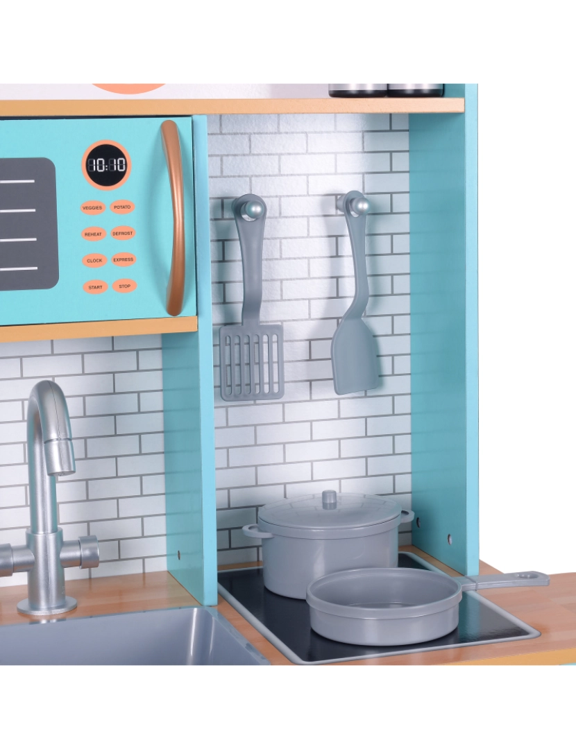 imagem de Teamson Kids Little Chef Santos Retro Conjunto de cozinha de madeira, Aqua / Branco6