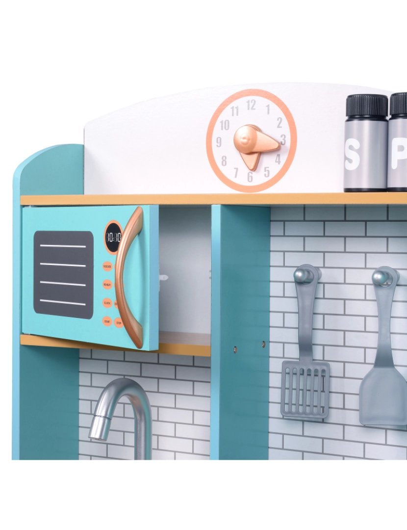 imagem de Teamson Kids Little Chef Santos Retro Conjunto de cozinha de madeira, Aqua / Branco7