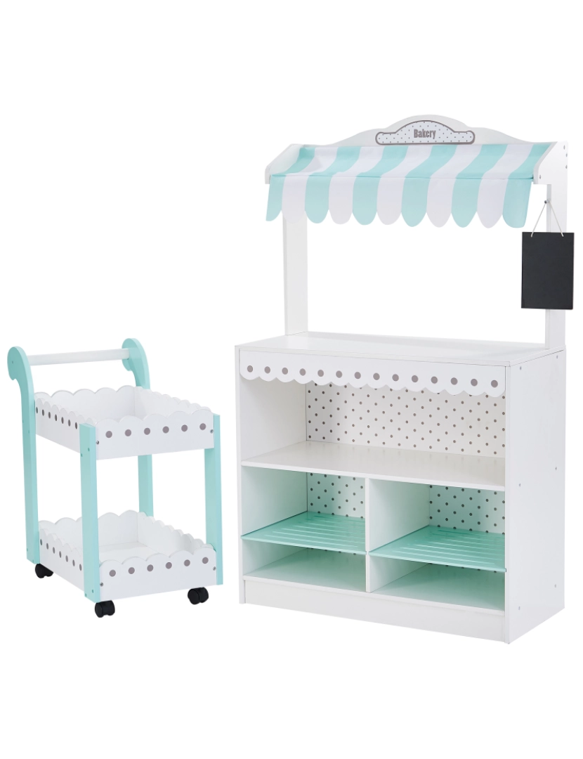 Teamson Kids - Teamson Kids My Dream Bakery Shop, Treat Stand And Dessert Cart, Branco