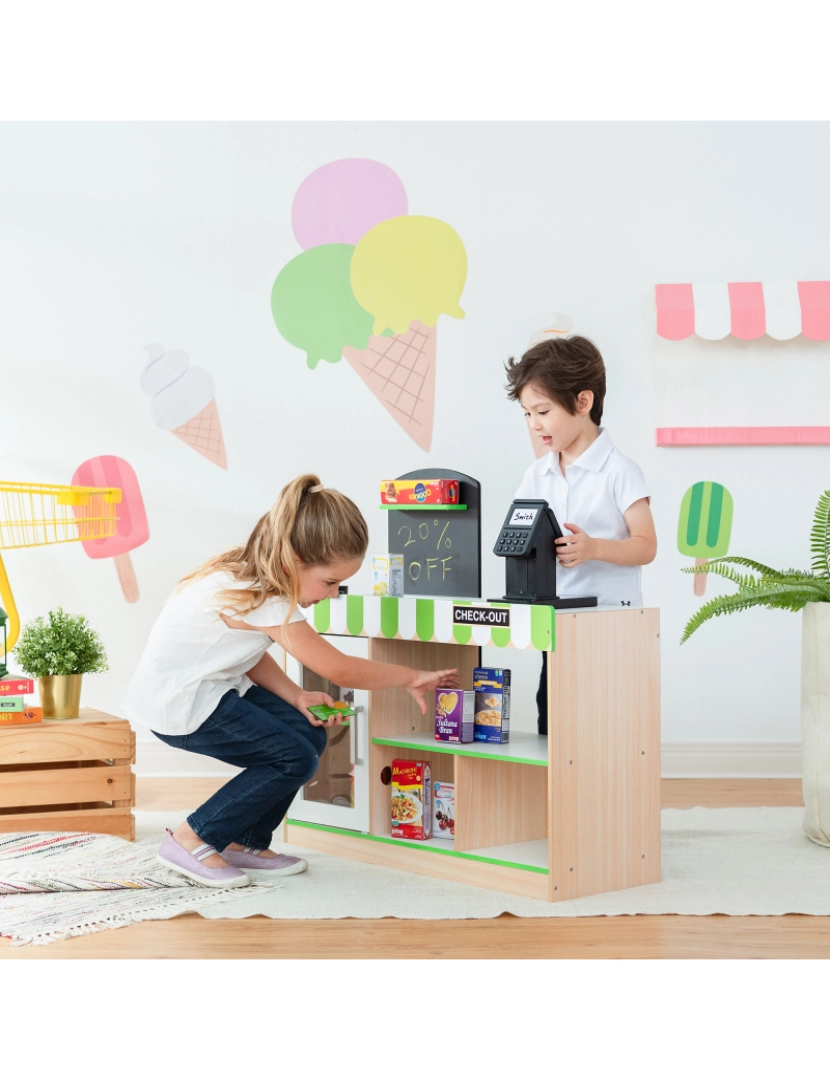 imagem de Teamson Kids Cashier Austin Play Checkout Counter, Verde/Natural2