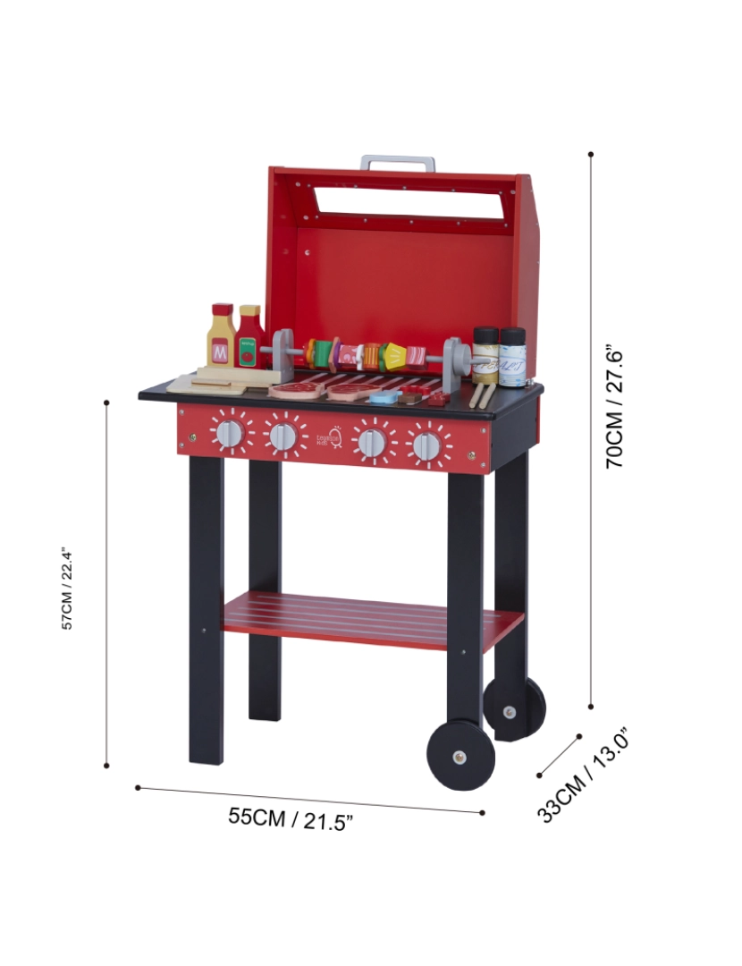 imagem de Teamson crianças pequeno ajudante de madeira quintal Bbq Grill Playset, vermelho/preto4