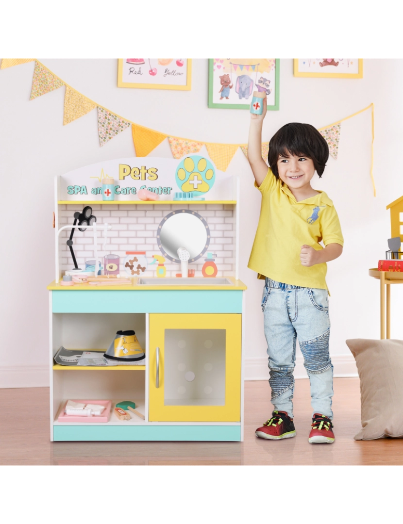 imagem de Teamson crianças pequeno ajudante de madeira pet cuidado e clínica veterinária Playset2