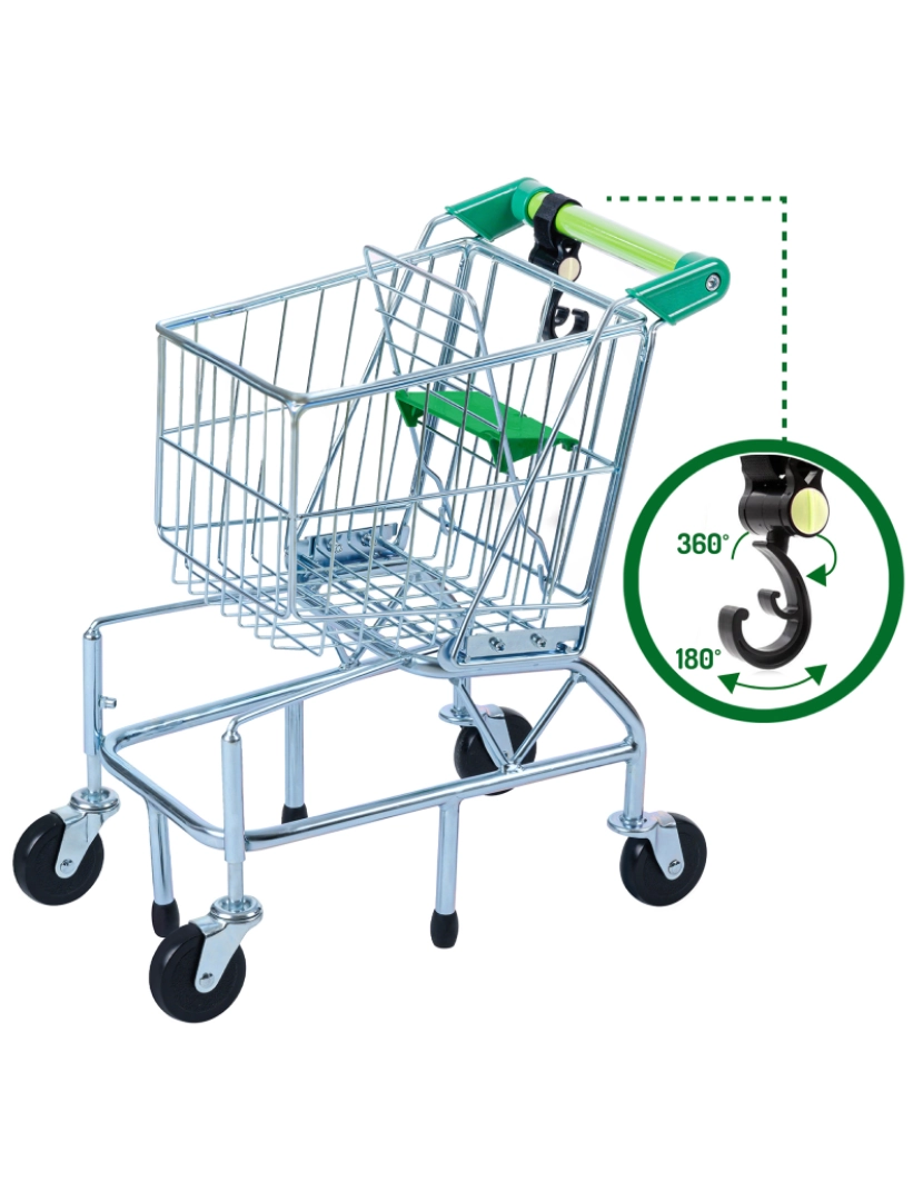 imagem de Teamson Kids Metal Supermercado Happy Shopping Cart, Verde1