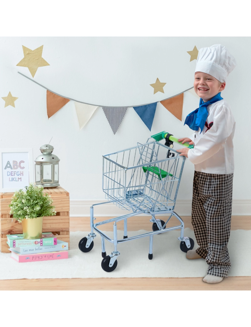 imagem de Teamson Kids Metal Supermercado Happy Shopping Cart, Verde2