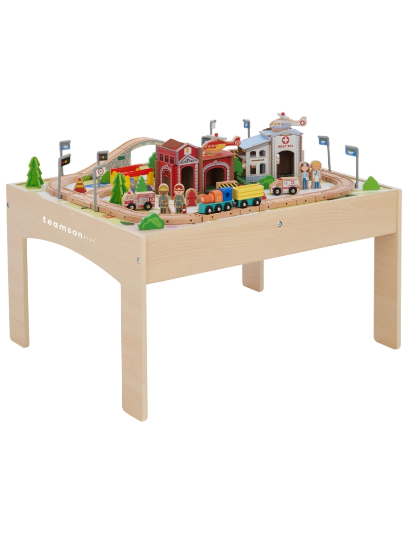 imagem de Teamson Kids - Preschool Play Lab Toys Country 85 Pcs Train and Table Set - Madeira1