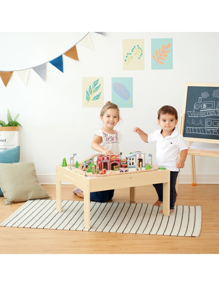 imagem de Teamson Kids - Preschool Play Lab Toys Country 85 Pcs Train and Table Set - Madeira2