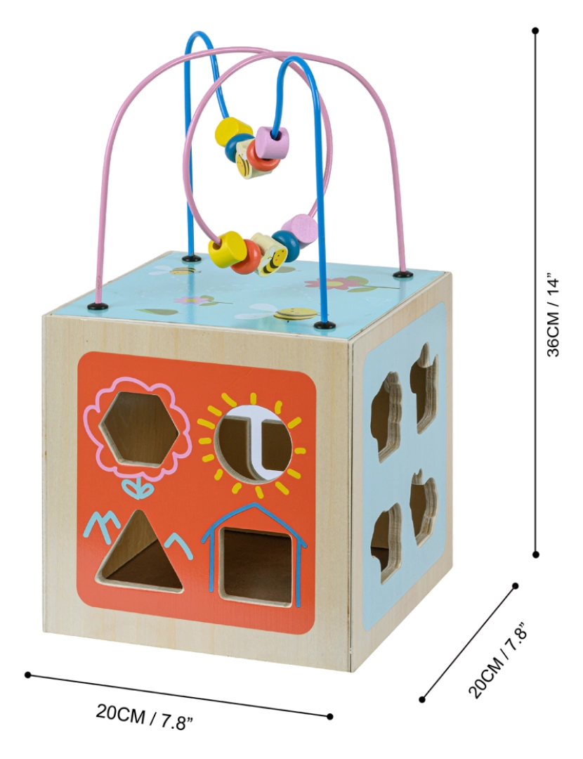 imagem de Teamson crianças pré-escolar jogar laboratório 4-em-1 grande madeira atividade cubo, natural4