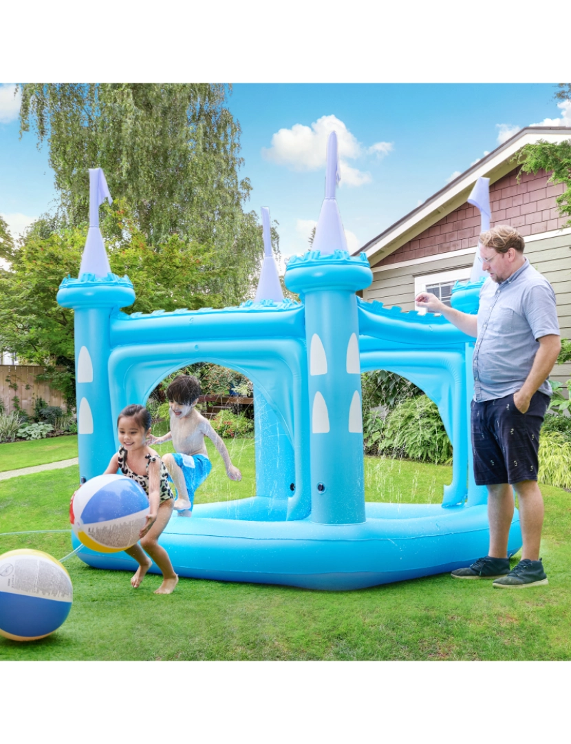 imagem de Teamson Kids - Piscina infantil inflável do castelo do divertimento da água - azul2