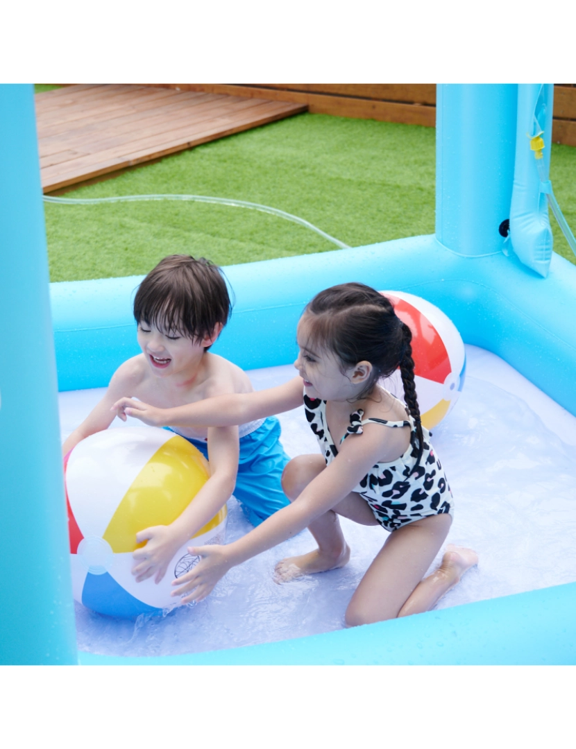 imagem de Teamson Kids - Piscina infantil inflável do castelo do divertimento da água - azul5