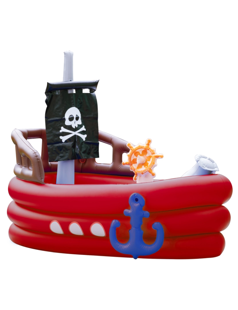 imagem de Teamson Kids - Bomba inflável do centro de jogos do aspersor do barco pirata do divertimento da água vermelho1